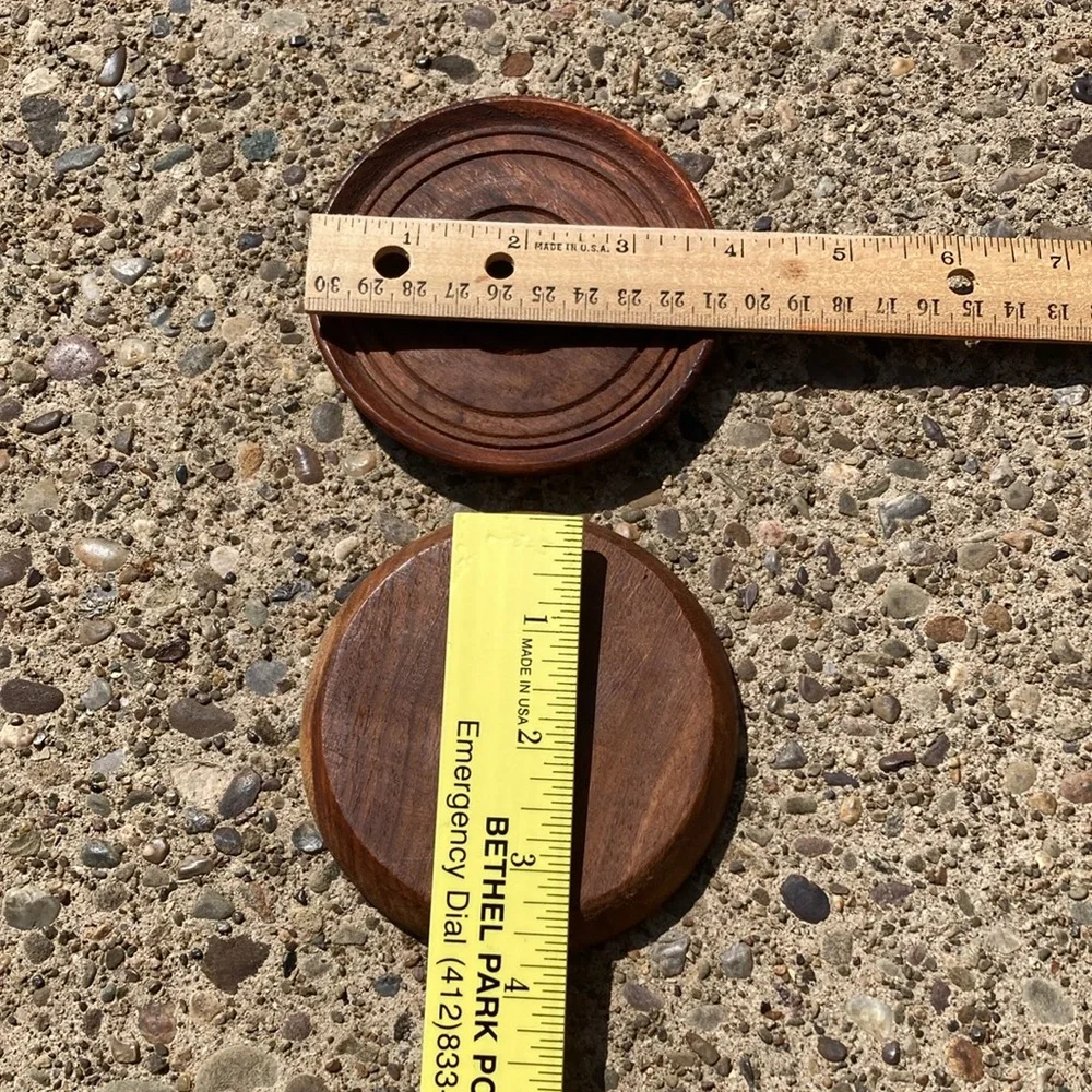 Wood Vintage coaster set - Picture 4 of 12